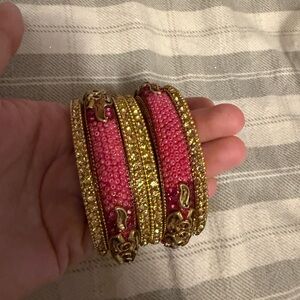 Elegant Gold and Pink Bangles